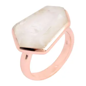 Affinity Gems 8.42 ct Hexagon Cut Rainbow Moonstone Ring, Rose