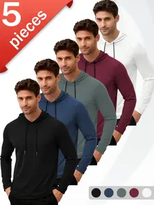 Five-piece men's hoodie set, quick-dry and temperature-locking slim fit, essential for autumn and winter layering, suitable for both casual and sportswear, ideal for fitness and daily wear.