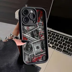 Stylish Cool Phone Case Money Pattern TPU Case for iPhone 16 15 14 Pro Max 13 12 11 XR XS Plus Shockproof Full Camera Protection Durable slim Silicone Cover