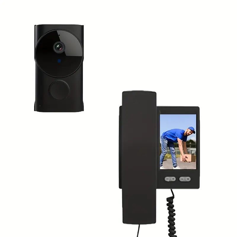 Rectangular Wired Video Doorbell Camera with 3.5" Screen Monitor - Wall Mount, Infrared Night Vision, 2-Way Intercom, Motion Alert, 1-Click Operation, No WiFi/App Needed, Home Security for Elderly & Apartments, Two Way Intercom