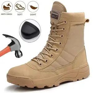 Men'sSteelToeBootsOutdoorTacticalHikingDesertBootsMenStab-proofSmashingWorkSaftyShoesWearProtectionShoes