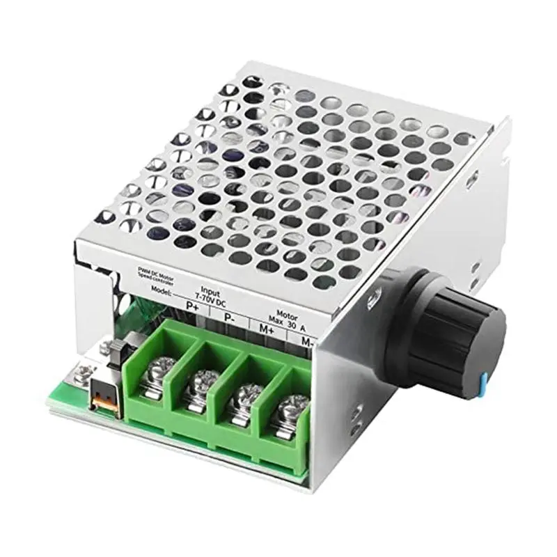 PWM DC Motor Speed Controller - 7-70V 30A Adjustable Speed Aluminum Body Regulator for Toy Cars, Cycling Equipment (Compatible with 12V,24V,36V,48V)