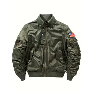 New Loose Jacket For Men, Spring And Autumn Pilot Bomber Jacket, Short Style Tactical Stand Collar Baseball Jacket