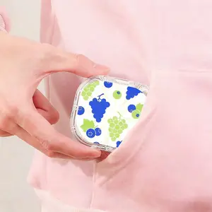 Blueberry & Green Grape Print Retainer Case, Cute Berry Pattern Orthodontic Storage Box, Dustproof Portable Case for Invisible Braces and Aligners