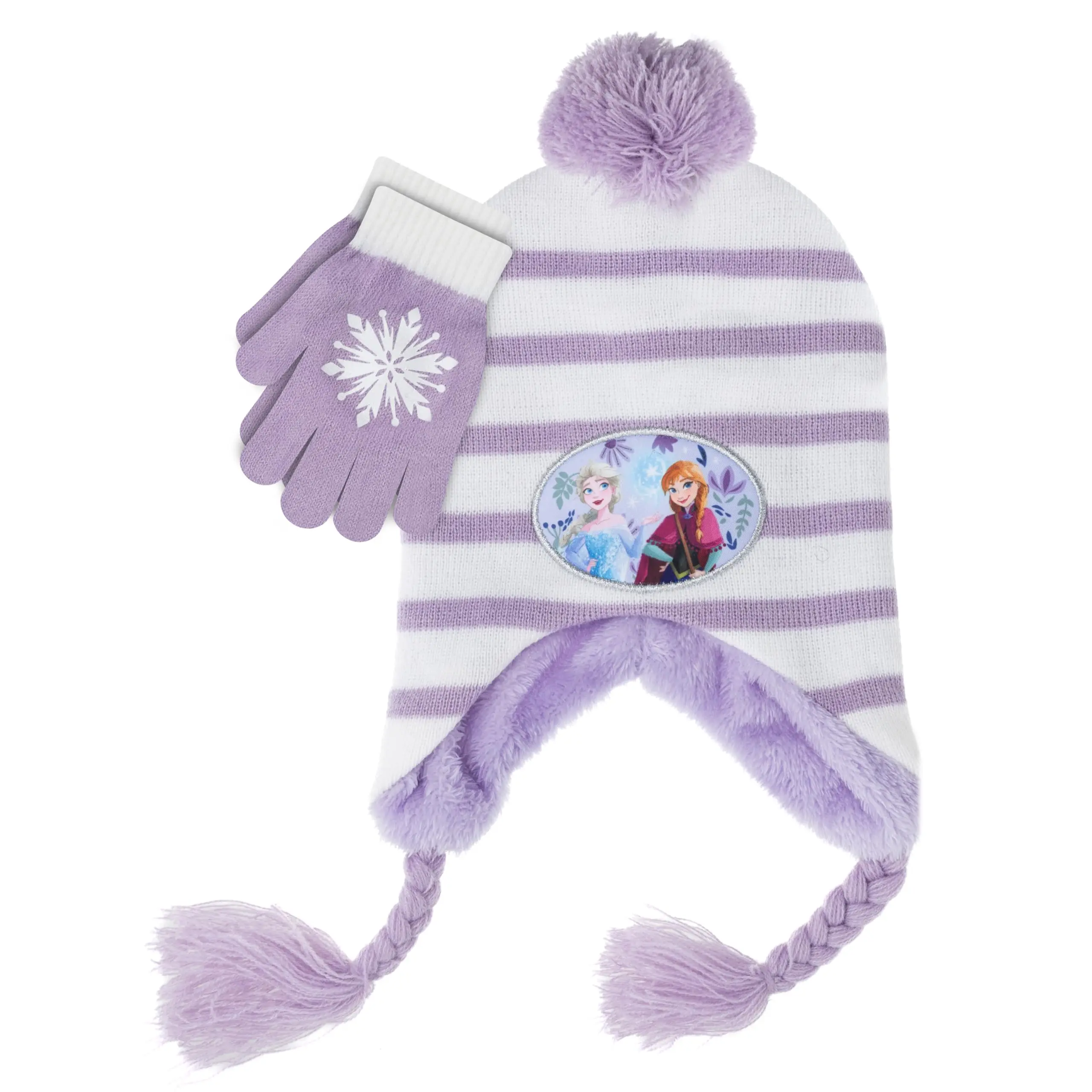 Disney Frozen Girls and Toddler Beanie Hat and Toddler Snow Gloves, Elsa and Anna Kids Toddler Winter Hat with Snow Gloves