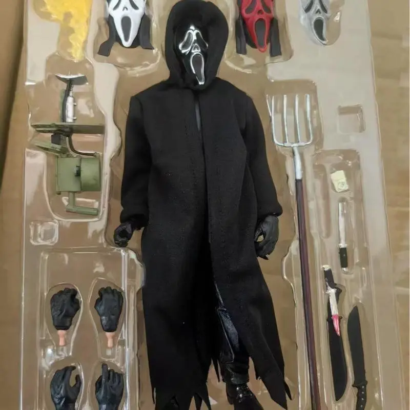 1/10 Scale Ghostface Killer Articulated Action Figure - KO Scream Horror Movie Collectible Model Toy, Desktop Ornament, Halloween Gift, Collectibles