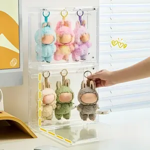 Blind Box Doll Hanging Storage Case, Desktop Storage Organizer, Stackable Dustproof Transparent Display Box, Magnetic Door Design, Christmas and Halloween Gift