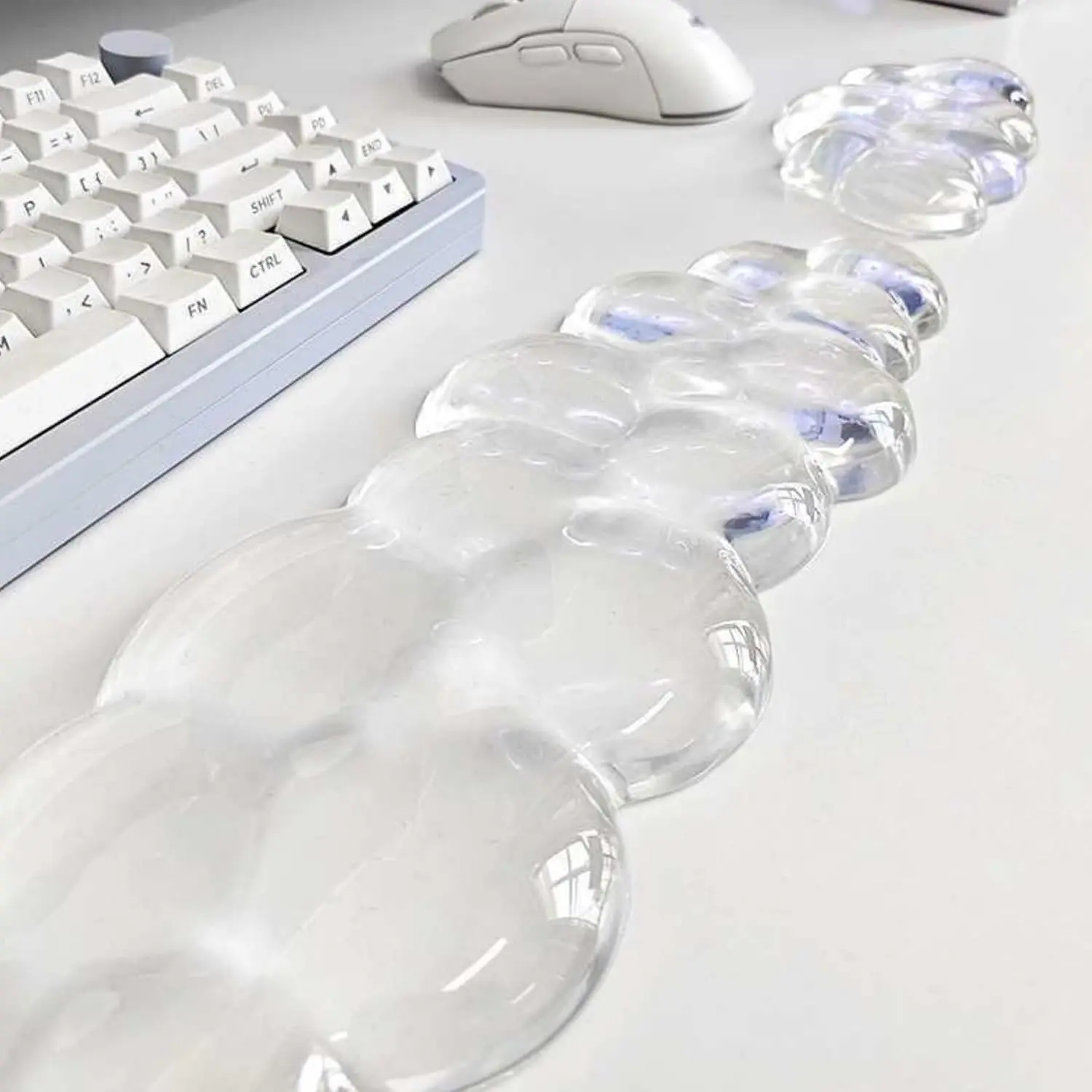 Pad with Wrist Rest, Soft Cloud Gel Keyboard  Pad Set with Hand Wrist Support, Cute Non Slip Office Desk Accessories for Comfort//PC Gaming/Computer/Laptop, (Clear Cloud)