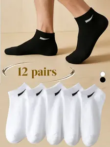 12 pairs of comfortable spring and summer unisex no-show Breathable Fabric Socks, breathable, sweat-absorbent, odor-resistant, perfect for daily wear, casual, running, and sports in various settings