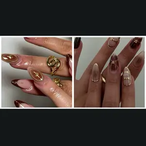 24 Pieces Green Almond Style French Tip Press On Nails - Medium Length - Nail Care, Nail Art short stiletto nails almond press