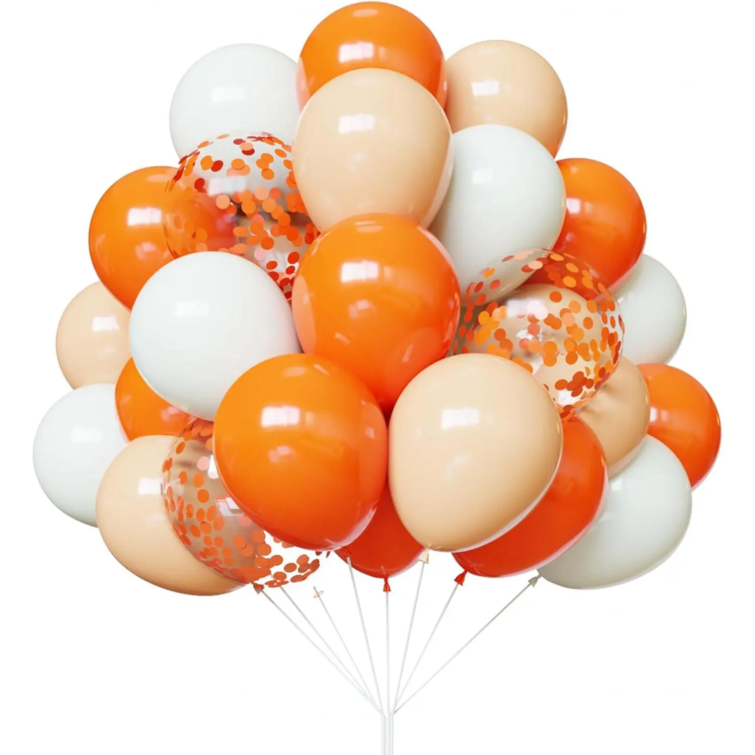 12-Inch Rubber Latex Balloons Kit - 67Pcs Assorted Colors Sand White & Orange Confetti Balloons, Happy Birthday Balloons for Birthday, Baby Shower Party Decorations (Home & Festive Supplies), Balloons Assorted Colors, Confetti-Filled