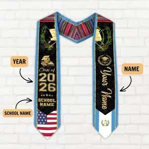 Customized 2026 Guatemalan American Flag Graduation Sash, Guatemala Graduation Stole