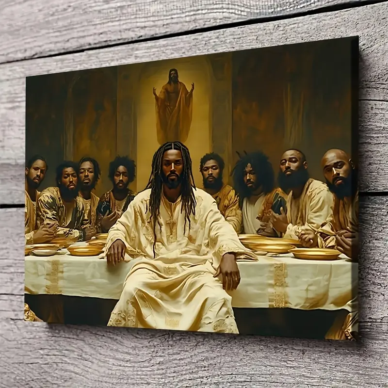 A final supper canvas art poster - wrapped frame for religious wall decoration, Religious home decor, Religious Decorations, for Easter, Eid al-Fitr, Mother's Day - for living room, church, office, featuring vintage Christian paintings
