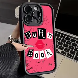 Red Lips Burning Book Phone Case, Trapezoid Lens Protective Soft Case, Back Cover, Compatible with iPhone 17/16/15/14/13/12/11/X/XS/XSMAX/17E/12.13MINI, can be given as a holiday gift to friends, family, or yourself, Accessories, Smartphone, Cellphone, Ha