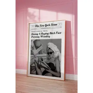 Trendy Newspaper Print, Hot Girl Poster, Retro Wall Art, New York News, Vintage Bar Cart Print, Girl Dorm Retro Wall Art, Instant