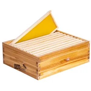 Maybee Hives Assembled 10 Frame Medium Super Bee Box Wax Coated Bee Hives Includes Bee Hive Wooden Frames & Bee Waxed Foundations, Beekeeping Tools for beekeepers,  Beekeeping Equipment ，Deep Bee Box Beehive