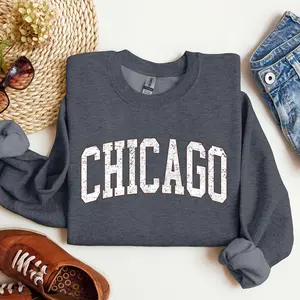 Chicago, Football, Sports, Game Day, Big Game, Touchdown, Tailgate Party, University, College, State Sweatshirt, Women's Crew Neck, Crewneck