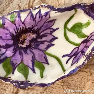Hand Painted Oyster Shell Jewelry Holder - Home Organizer