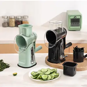 Rotary Cheese Grater with Handle 5 Well-Designed Blades Strong Suction Cup Base Kitchen Utensils Vegetable Slicer Dicer Fruit Vegetable Slicer Gadgets Multi-Functional Tool for Cheese Vegetables Nuts and Chocolate