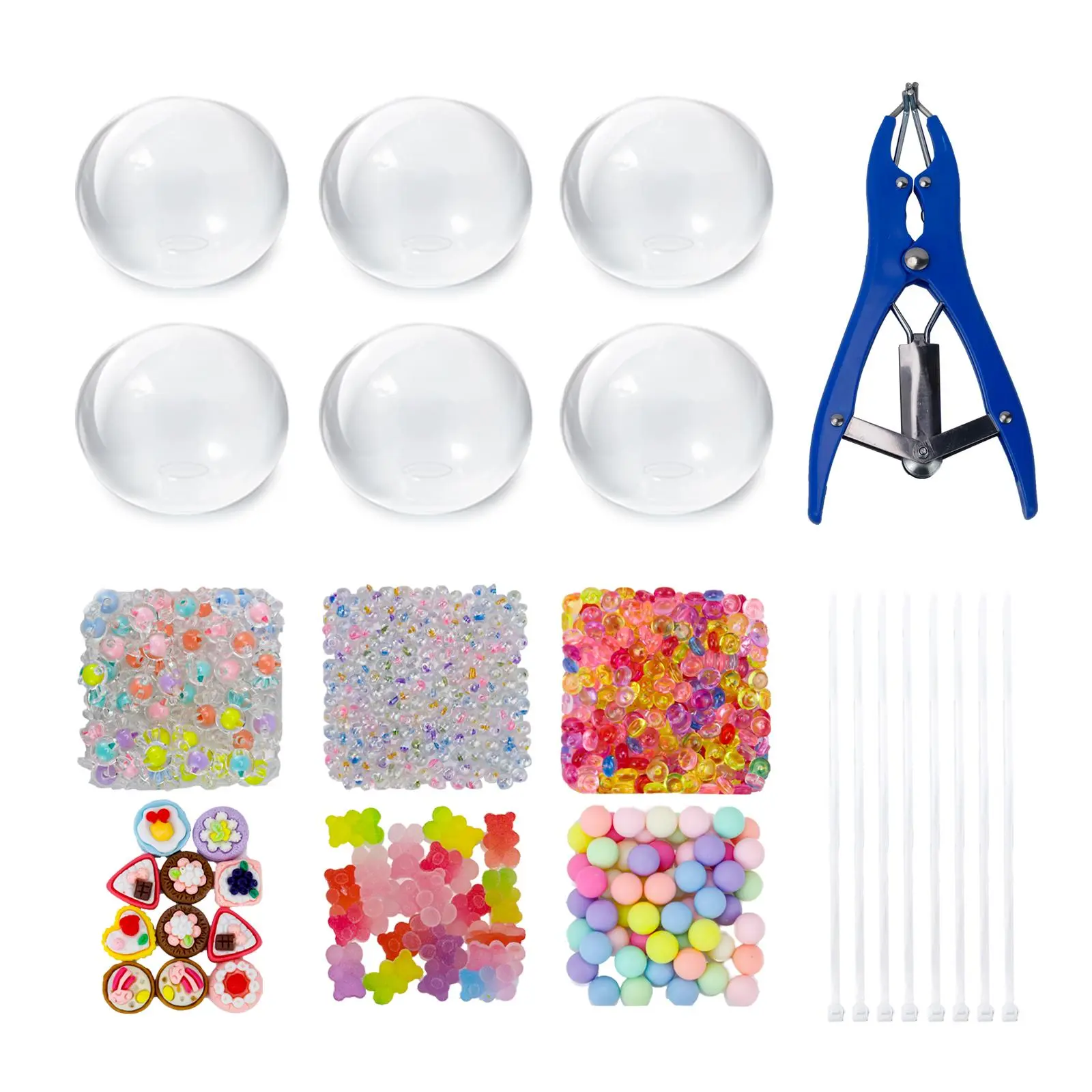 DIY Squeeze Bubble Ball Kit, Decompression Squeeze Squishy Maker, 1 Set Clear Ball Skin with Drawstring & Expander & Colorful Beads, Handmade Stress Relief Fidget Toy, Stress Relief Accessory for Gift