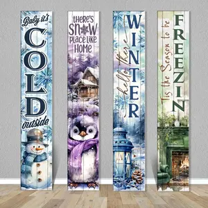 Vertical Porch Sign / Winter Collection Porch Signs / 8x46 Wooden Signs / Design Options