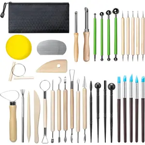 36 PCS Clay Sculpting Tools Kit Pottery Tools for Stippling, Carving, Molding, Shaping Clay Crafts, for Beginners, Hobbyists, Artists