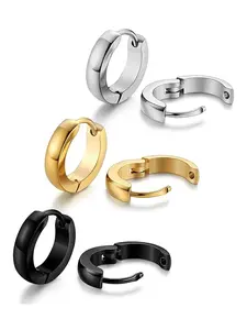 3 Pairs Simple Stainless Steel Hinged Piercing Hoop Earrings, Punk Minimalist Ear Jewelry for Daily Wear, Casual Jewelry for Party, Daily Clothing Decor, Elegant Minimalist Earrings