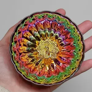 Rainbow Peacock Jianzhan Tea Cup Master's Cup Tea Bowl Gilded Golden Lotus Cup Full-Colour Naked Cup