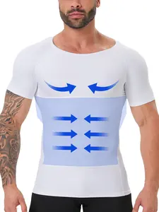 Men's Compression Short Sleeve T-Shirt, Slim Fit Shaping Shirt, Dual Layer Abdominal Compression, Breathable Quick-Dry Summer Workout Top,Slimming Undershirt Shirts, Activewear Tees, summer men clothes,Moisture-wicking