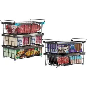 Freezer Organizer Bins - Fit 10 to 20 Cu.FT Deep Freezer, Thicker Large Expandable Chest Freezer Organizer Hanging Basket and Cold Air Circulation Stackable Hangable Bins Sort Fish Meat Ice Cream Frozen Food