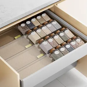 Spice Drawer Organizer, 8 Pack Clear Seasoning Organizer Rack, Expandable From 11" to 22" Wide Spice Rack Organizers for Drawer, Countertop (Jars Not Included)