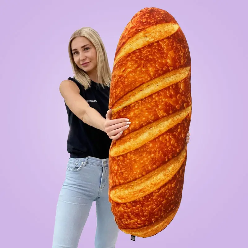 Realistic Bread Loaf Pillow | All About Vibe – Life-Like 3D Bread Loaf That'll Make People Do a Double Take | Funny Cozy Room Decor & Unique Gift | Soft Velvet, Made in USA - 30"