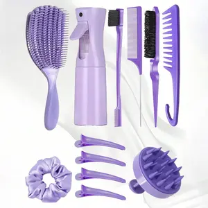 12-Piece Fashionable Wet-Dry Octopus Comb Set for Girls, Sharp Tail Comb, Mouse Tail Comb, Side Comb, Hair Brush, Clips, Rings, Wide Tooth Comb, Hairbrush
