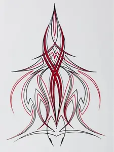 Classic Pinstripe Car Decal, Custom Motorcycle Gas Tank Sticker, Symmetrical Red and Black Hood Graphic, Hot Rod Style Vinyl Decal, Retro Automotive Fine Line Art, Kustom Kulture Vehicle Ornament