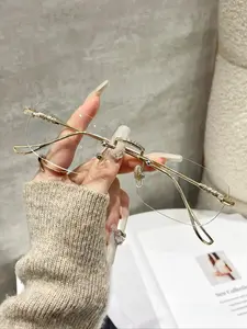 Simple Anti-blue Light Glasses, Basic Rimless Eyeglasses for Women & Men, Fashion Eyeglasses for Work, Daily Clothing Decor, Perfect for Student Daily Use, Fashionable Frames Glasses