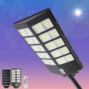 Hoodink Solar Street Light Outdoor 450000 Lumens 3 Modes LED Motion Sensor Security Wall Lamp for Garden Street Yard Fall Porch Decor IP65 Waterproof with Remote Control