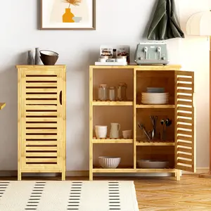Nicole Selection Bamboo Storage Cabinet - 2-Door, Adjustable Shelves, 40cm Depth, for Bathroom, Laundry, Living Room