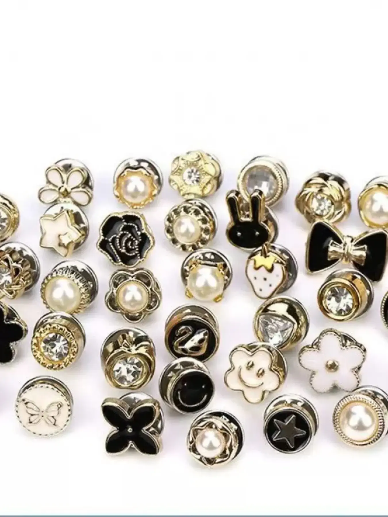 10 Counts Brooch Buttons for Women, Mini Instant Buttons Pins, Assorted Brooch Pins, Pearl Rhinestones Shirt Lapel Brooch Pins, Cover Up Buttons Pins for Clothes Coat Dress Jeans Hat Bags Decorions, Flower Brooch Pin, Fashion Accessory