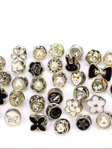 20 Counts Brooch Buttons for Women, Mini Instant Buttons Pins, Assorted Brooch Pins, Pearl Rhinestones Shirt Lapel Brooch Pins, Cover Up Buttons Pins for Clothes Coat Dress Jeans Hat Bags Decorions, Flower Brooch Pin, Fashion Accessory