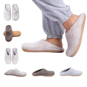 Haussimple Handmade Wool Clog Slippers - Unisex Indoor Felt House Shoes for Winter & Summer, Round Toe, 100% Natural Wool, Genuine Leather Soles, Ethically Made in Nepal