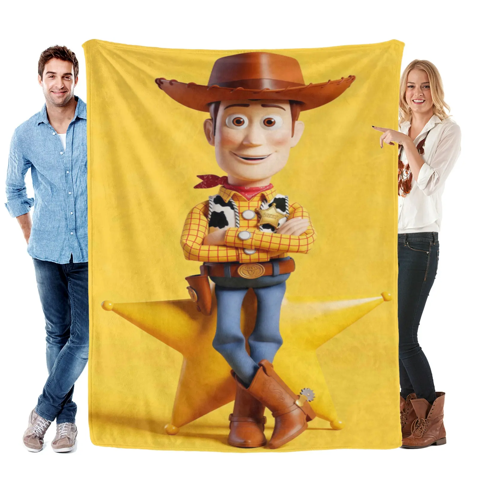 [Summervibes] Disney Toy Story Sheriff Woody Character Blanket, Lightweight Flannel, Kids Cowboy Figure Throw Gift For Cartoon Lovers