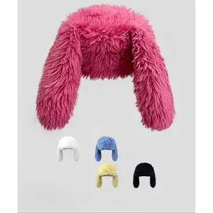 Cute Long Bunny Ear Plush Hat , Funny Costume Accessory,Fashion Streetwear Photo Shoot,Send Small gifts To Family Members, Unisex Warm Winter Cap Party Event Props Party Decoration Supplies outdoorfun