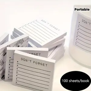 100 Sheets Self-Adhesive Sticky Notes, Reminder Learning Memo, Portable Reading Log, Ideal for Planning, Home, Office Use, Portable Design, Office Supplies