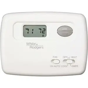 White-Rodgers 45 to 90°F, 2 Heat, 1 Cool, Digital Nonprogrammable Heat Pump Thermostat 20 to 30 Volts, Horizontal Mount, Hardwire Switch 1F79-111