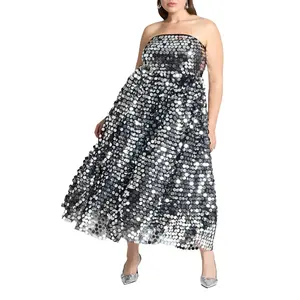 ELOQUII Women's Plus Size Paillette Dress With Big Skirt