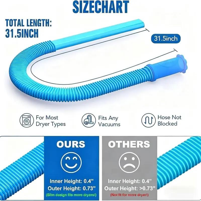 Dryer Vent Cleaner Kit Dryer Lint Vacuum Attachment with Stretch Universal Connector, Blue, High Efficiency Flexible Vacuum Hose Lint Remover for Deep Lint Removal, Laundry Room Cleaning Essential for Homeowners & Perfect Mother's Day Gift