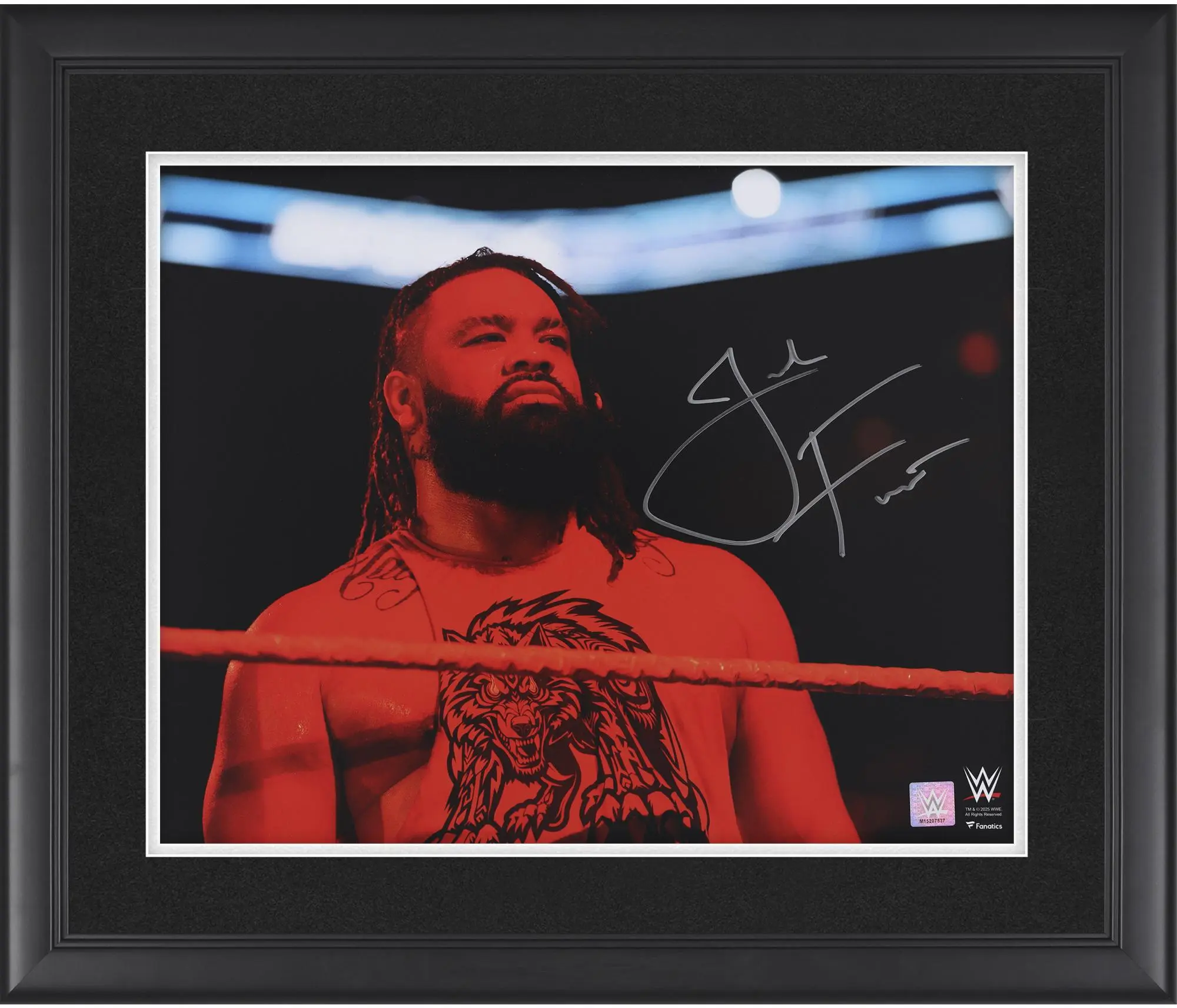 Jacob Fatu WWE Framed Autographed 16" x 20" Standing In Ring Photograph - Fanatics Authentic Certified