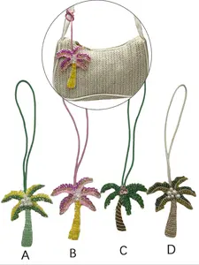 Summer Luxury Coconut Tree Brooch Bag Pendant, Trendy Fashion Accessory, Rhinestone Chain Design, Perfect for Bags & Clothing Decoration, Purse Charm
