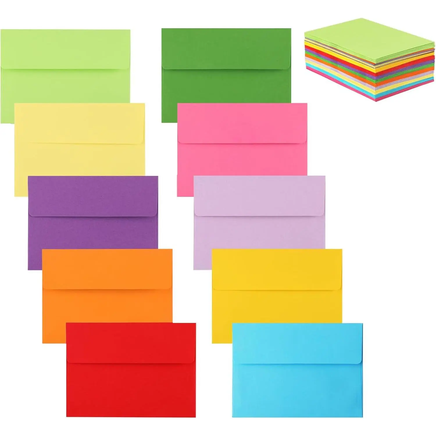 50 Pack Multicolor Rectangular A6 Invitation Envelopes - 4x6 Fit, 6.5x4.75 In, Peel & Press Seal, Ideal for Weddings, Photos