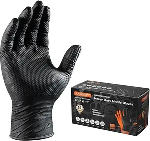 10 Mil Diamond Textured Nitrile Gloves, Heavy Duty Disposable, Extra Thick, Latex & Powder Free, Chemical and Puncture Resistant, Ideal for Auto Repair, Cleaning, Painting, X-Large